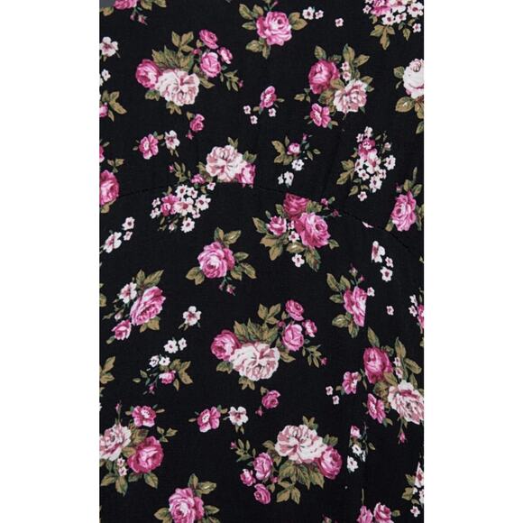 Zara Printed Long Sleeve Black Florals Midi Dress Size Small - Picture 15 of 15